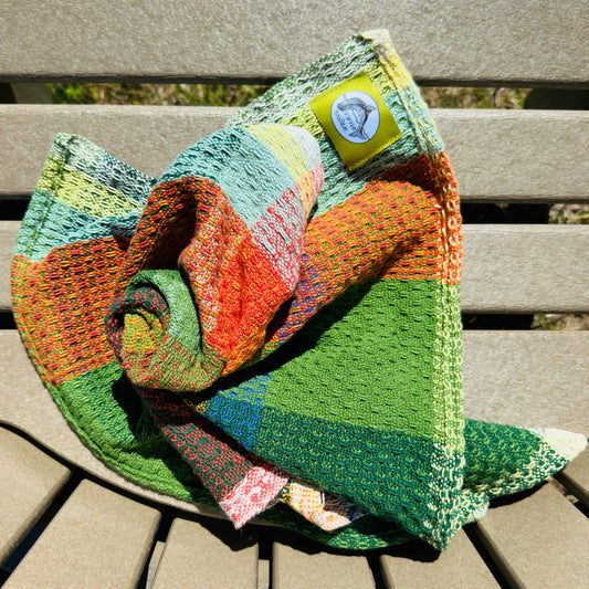 Handwoven Cotton Tea Towel, Design: Growth #9