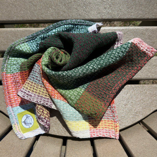 Handwoven Cotton Tea Towel, Design: Growth #5
