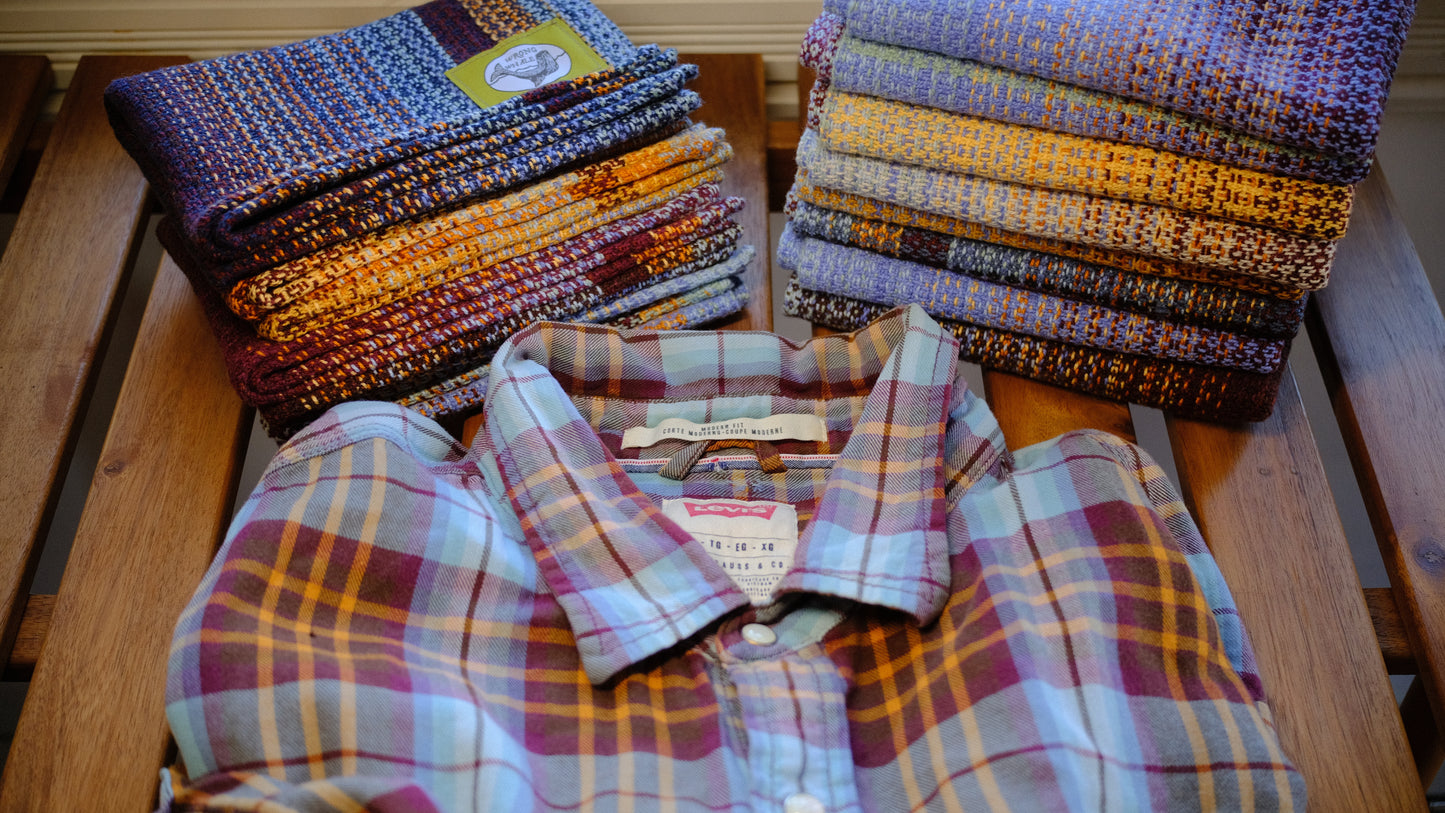 Handwoven Cotton Tea Towel (Design: Favorite Flannel, #1)