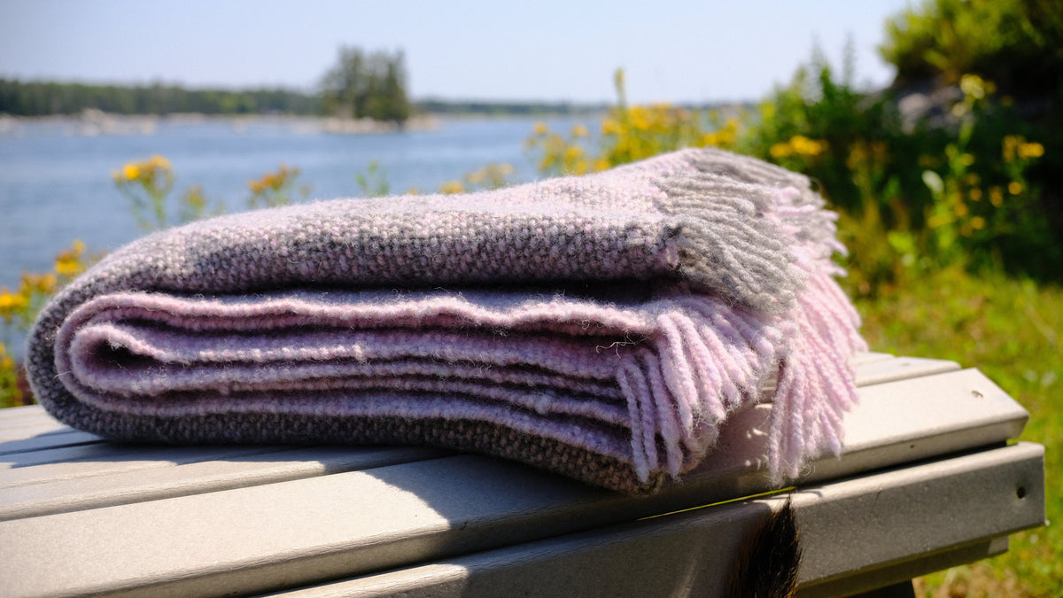 Handwoven Canadian Wool Blanket, Fundy Fog