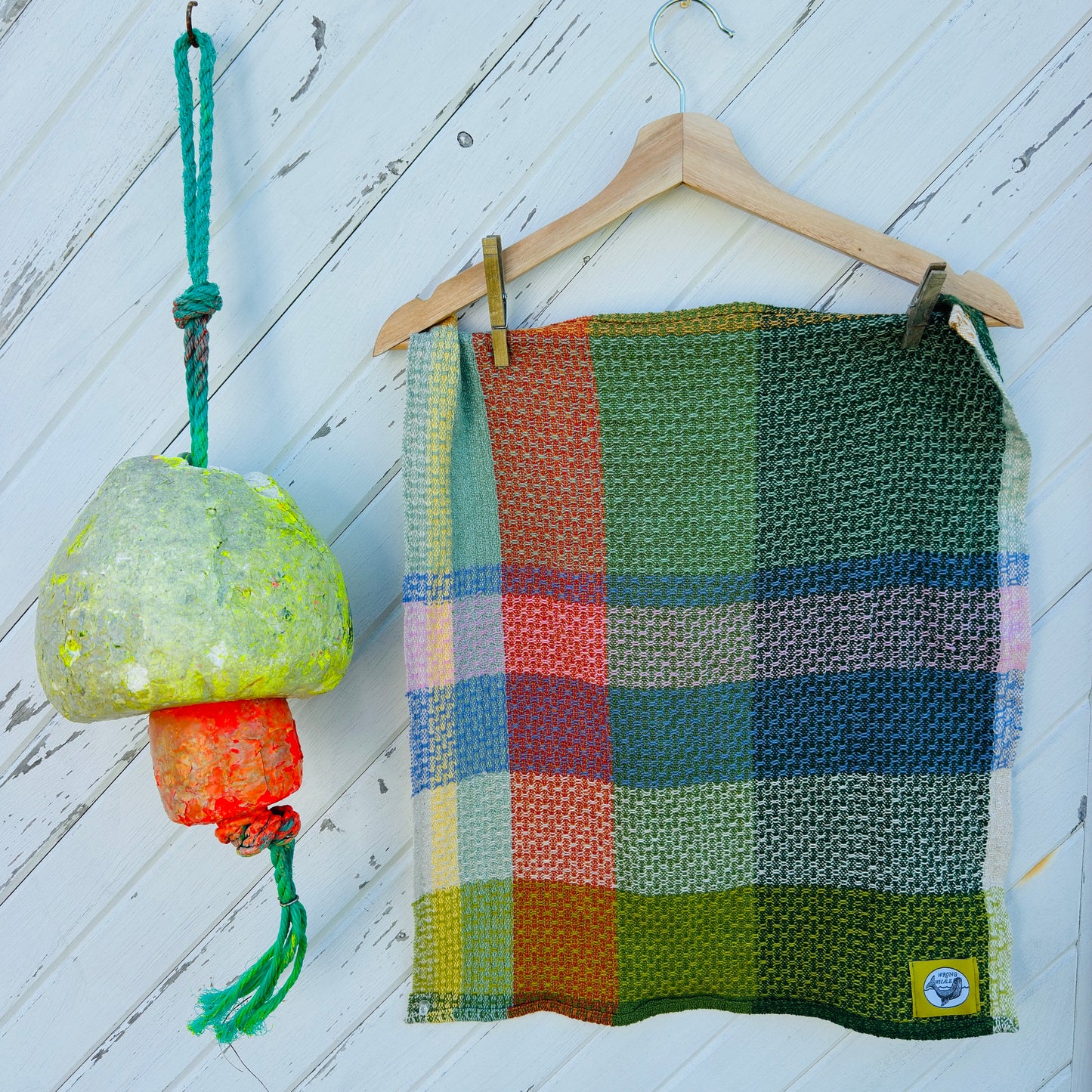 Handwoven Cotton Tea Towel,  Design: Growth #1
