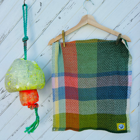 Handwoven Cotton Tea Towel,  Design: Growth #1