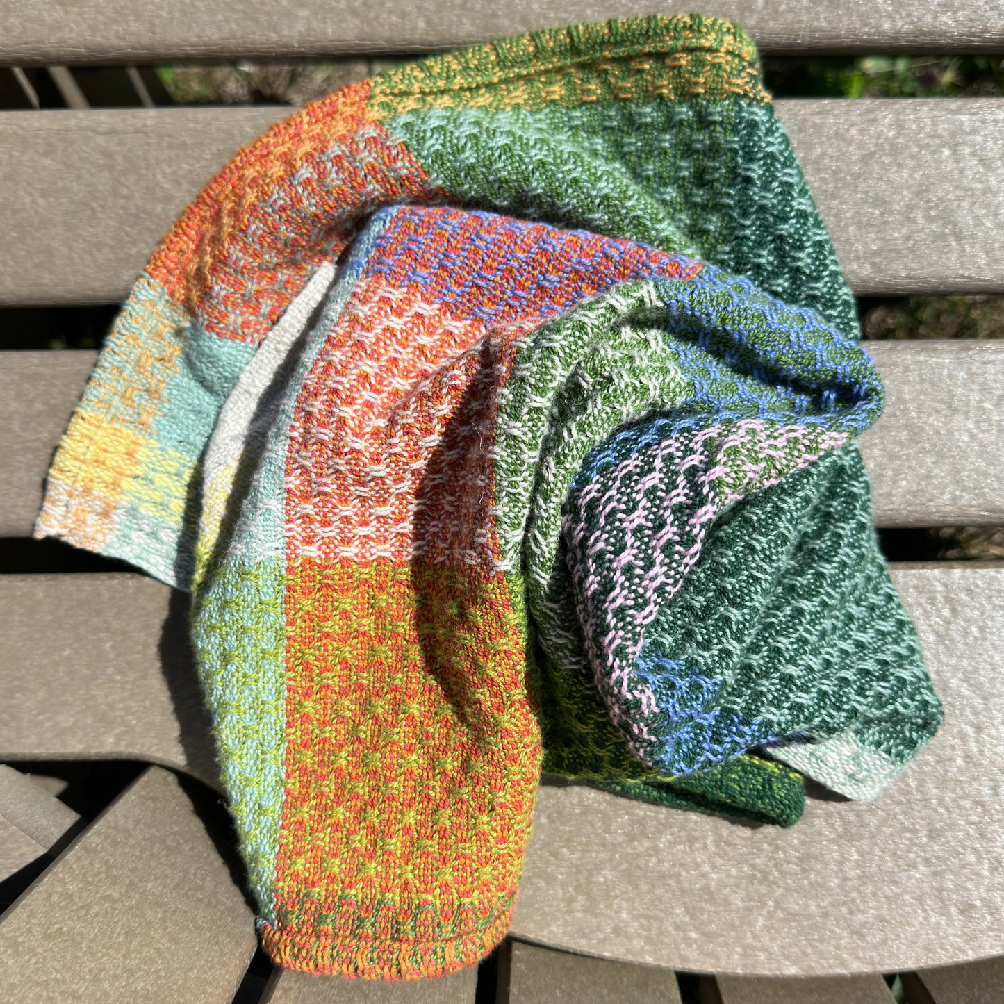 Handwoven Cotton Tea Towel,  Design: Growth #1