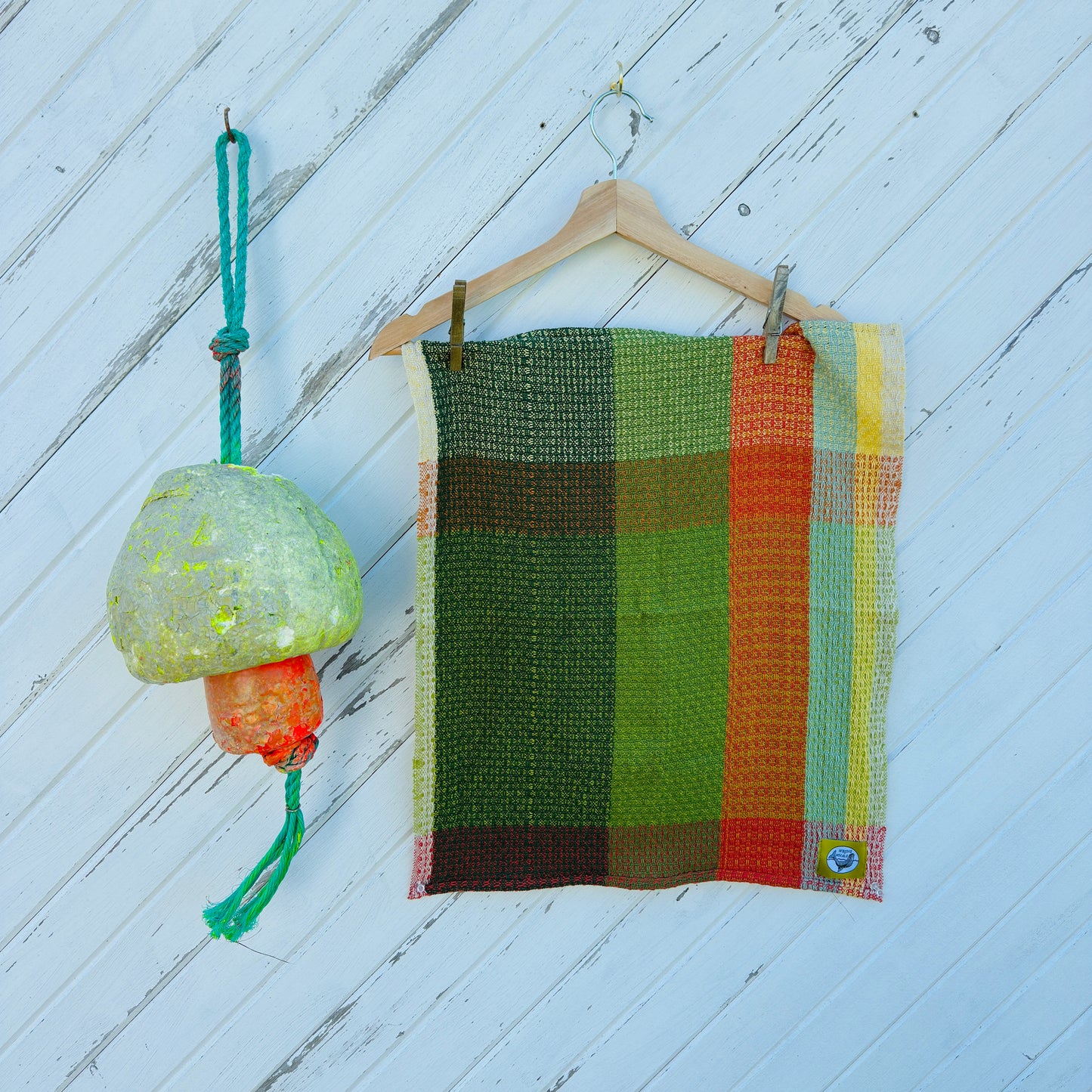 Handwoven Cotton Tea Towel,  Design: Growth #2