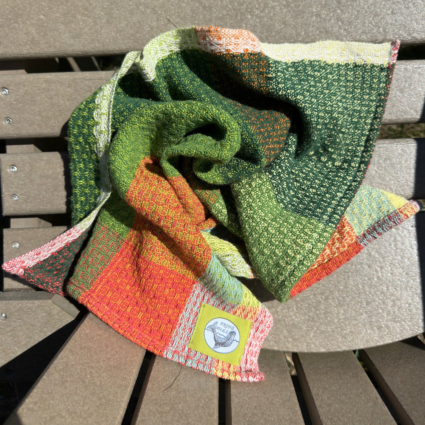 Handwoven Cotton Tea Towel,  Design: Growth #2