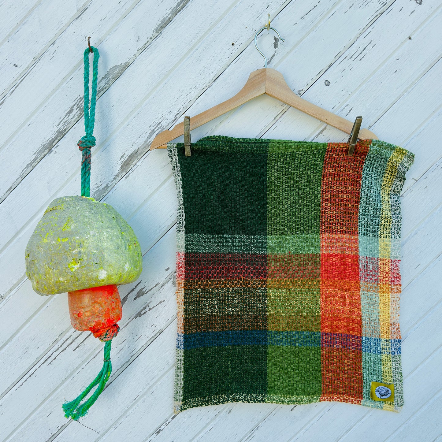 Handwoven Cotton Tea Towel,  Design: Growth #9