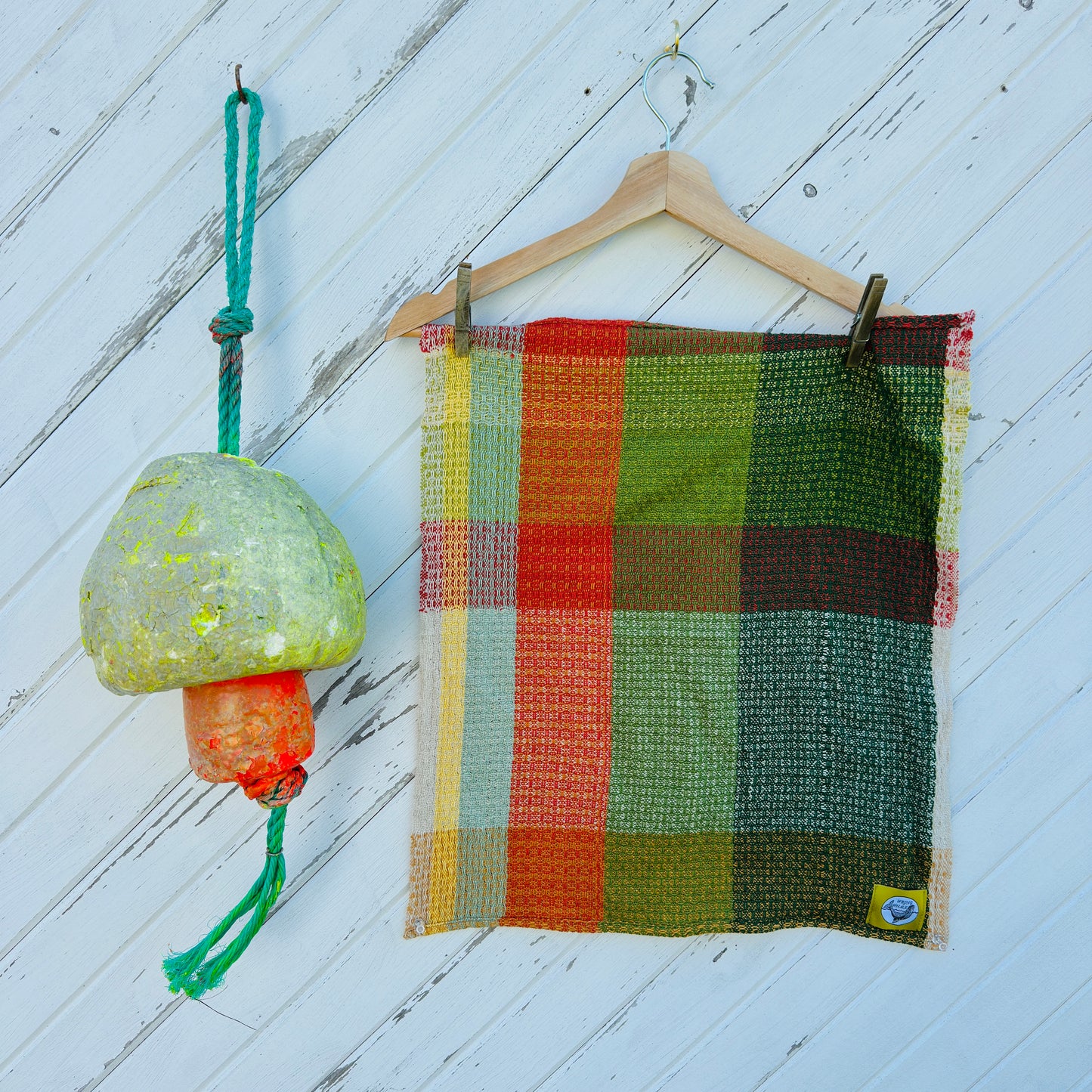 Handwoven Cotton Tea Towel,  Design: Growth #3