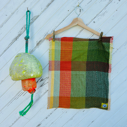 Handwoven Cotton Tea Towel,  Design: Growth #3