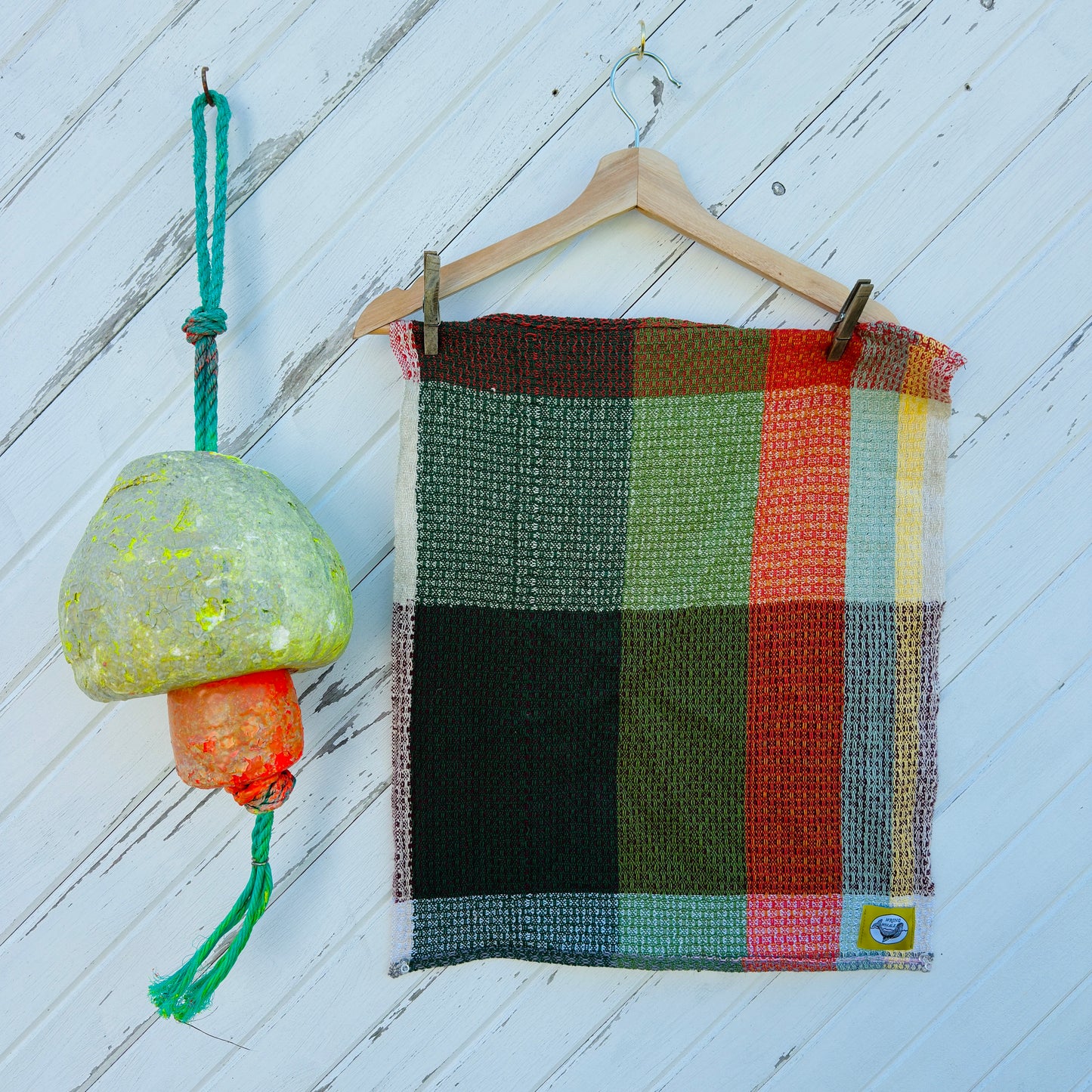 Handwoven Cotton Tea Towel,  Design: Growth #5