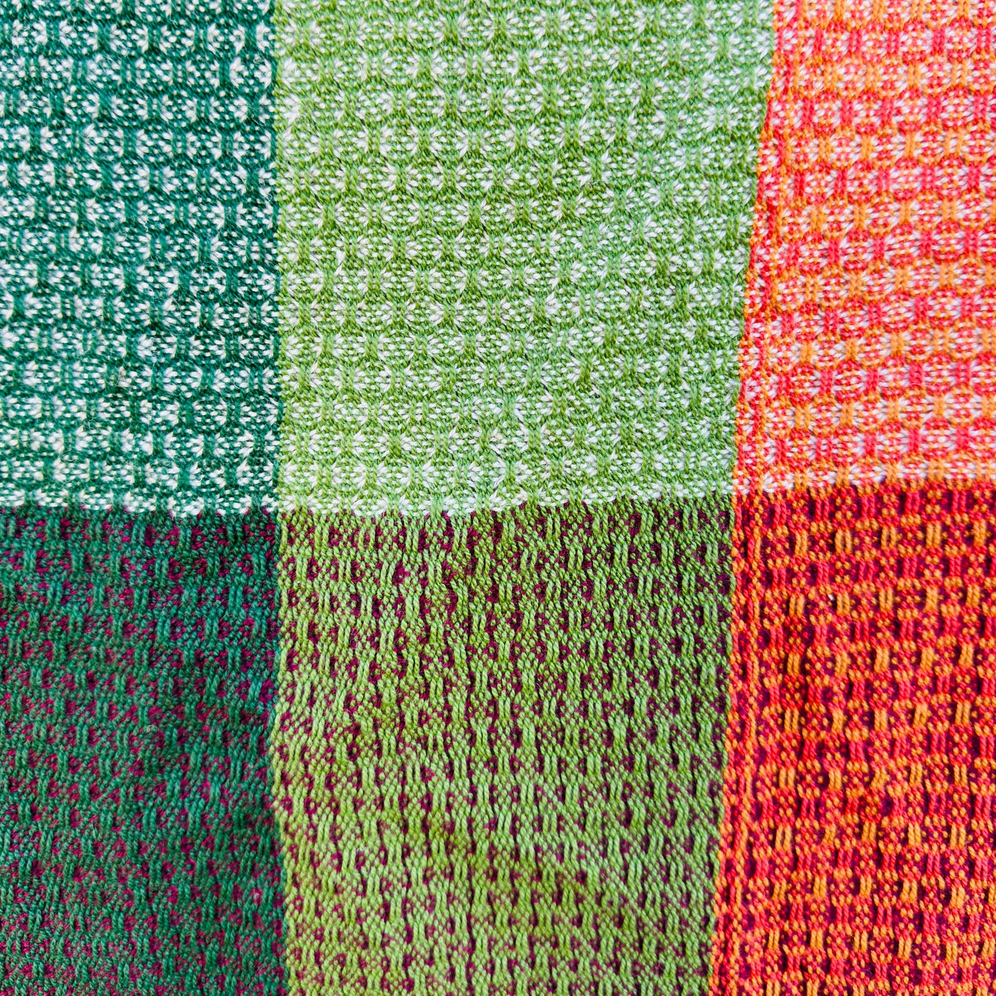 Handwoven Cotton Tea Towel,  Design: Growth #5