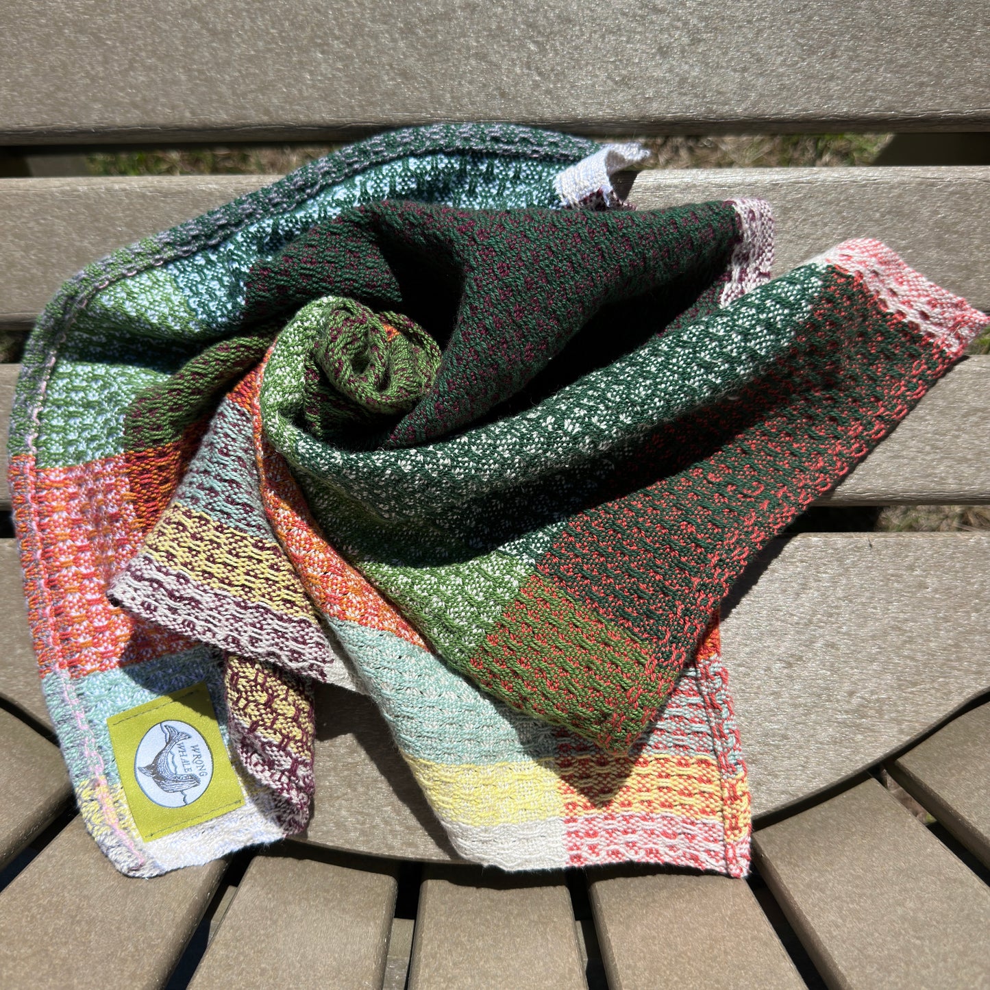 Handwoven Cotton Tea Towel,  Design: Growth #5