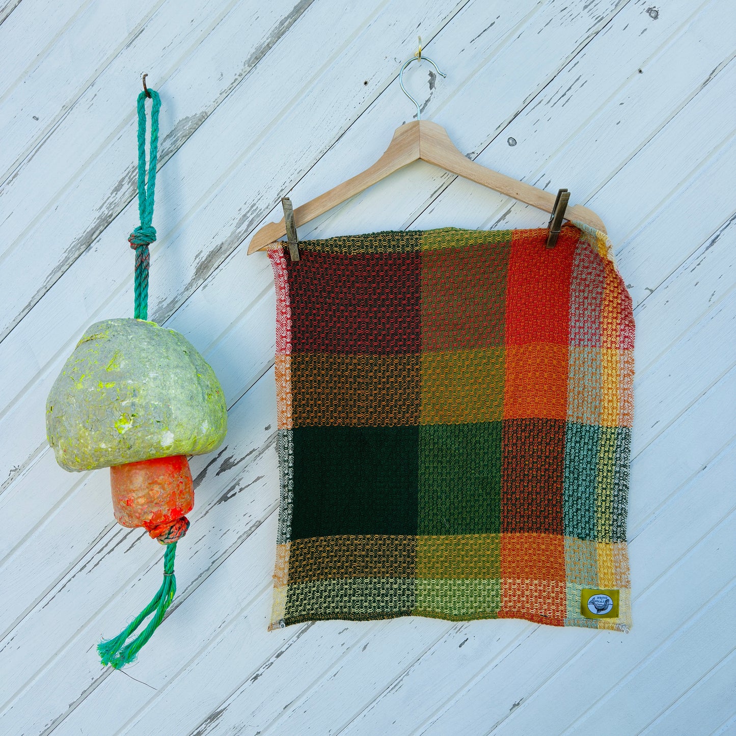 Handwoven Cotton Tea Towel,  Design: Growth #7