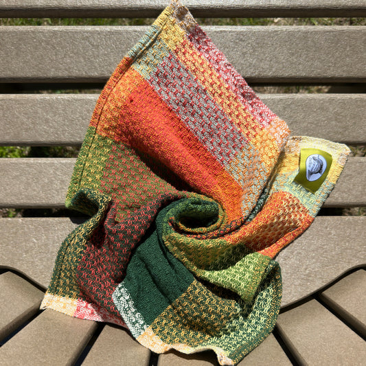 Handwoven Cotton Tea Towel,  Design: Growth #7