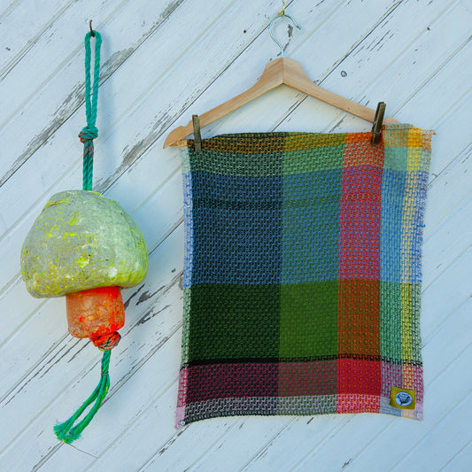 Handwoven Cotton Tea Towel,  Design: Growth #6
