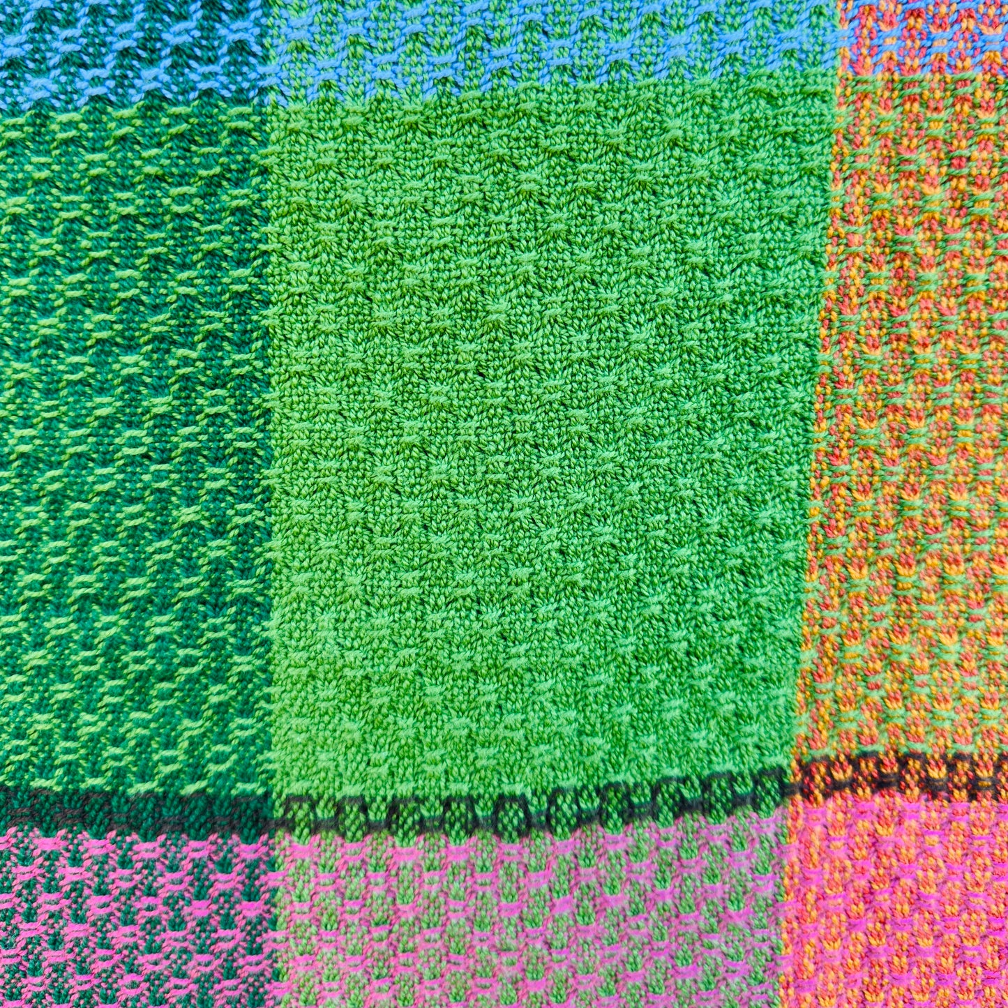 Handwoven Cotton Tea Towel,  Design: Growth #6