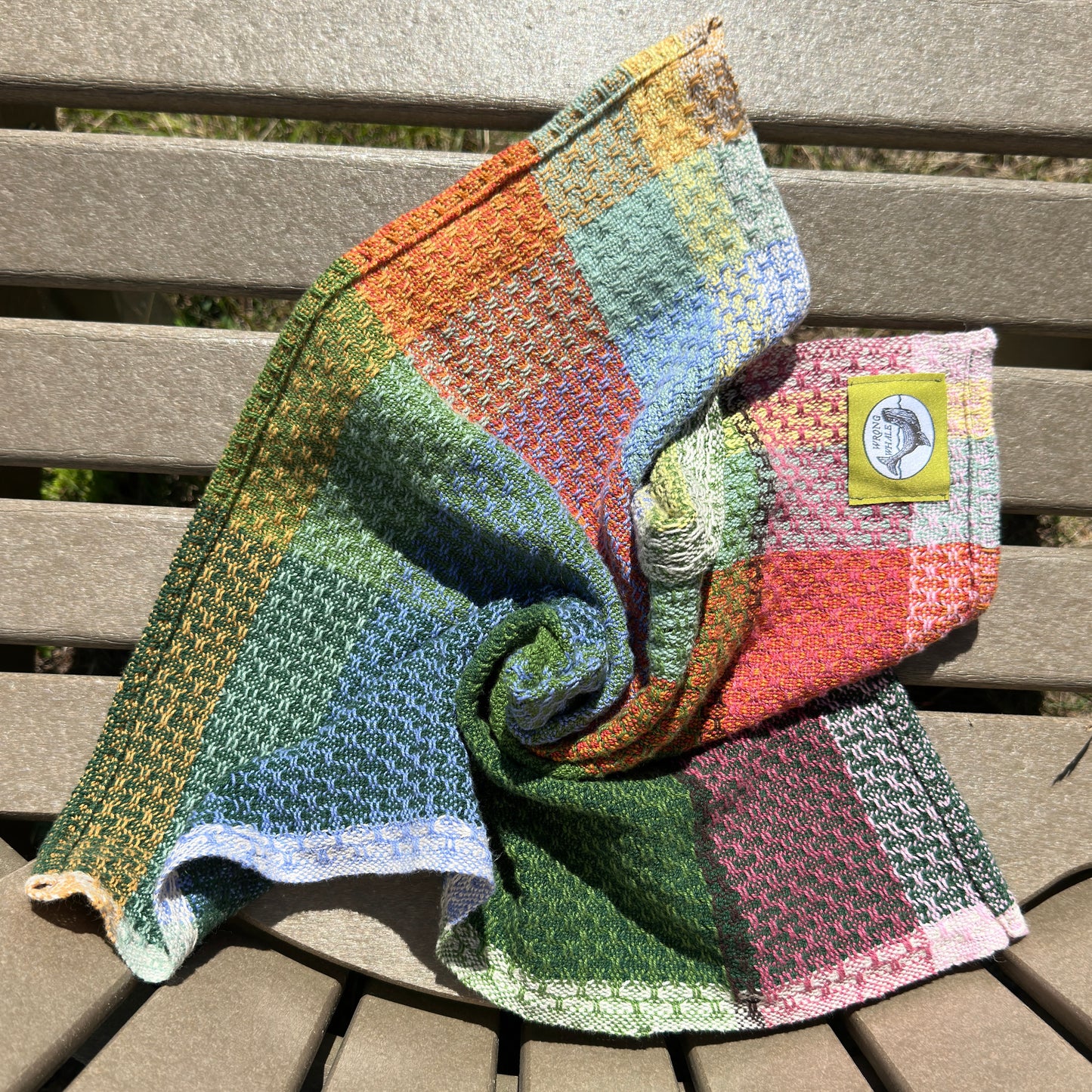 Handwoven Cotton Tea Towel,  Design: Growth #6