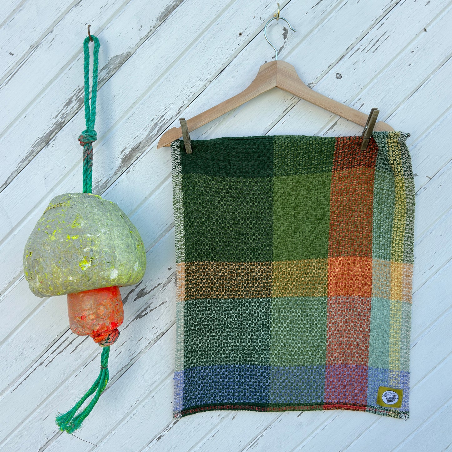 Handwoven Cotton Tea Towel,  Design: Growth #4