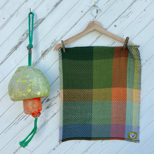 Handwoven Cotton Tea Towel,  Design: Growth #4