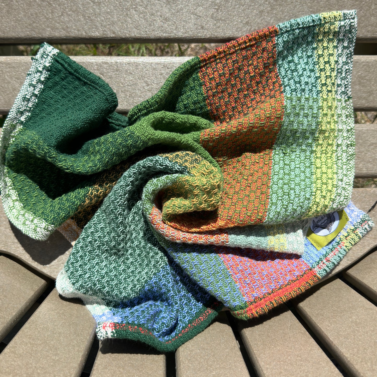Handwoven Cotton Tea Towel,  Design: Growth #4