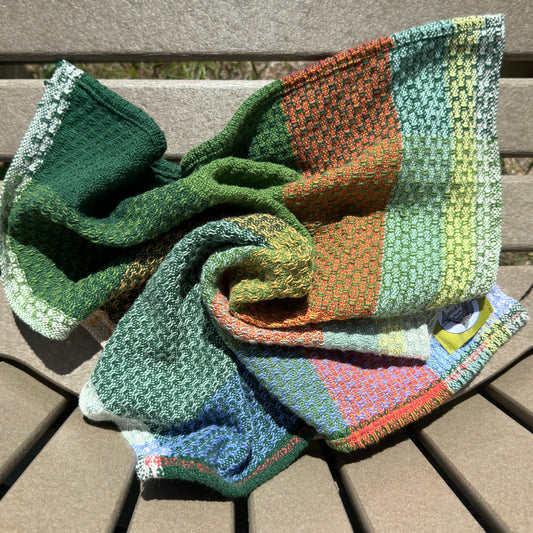 Handwoven Cotton Tea Towel,  Design: Growth #4