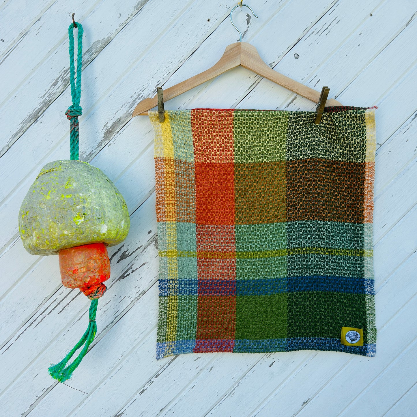 Handwoven Cotton Tea Towel,  Design: Growth #8