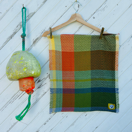 Handwoven Cotton Tea Towel,  Design: Growth #8