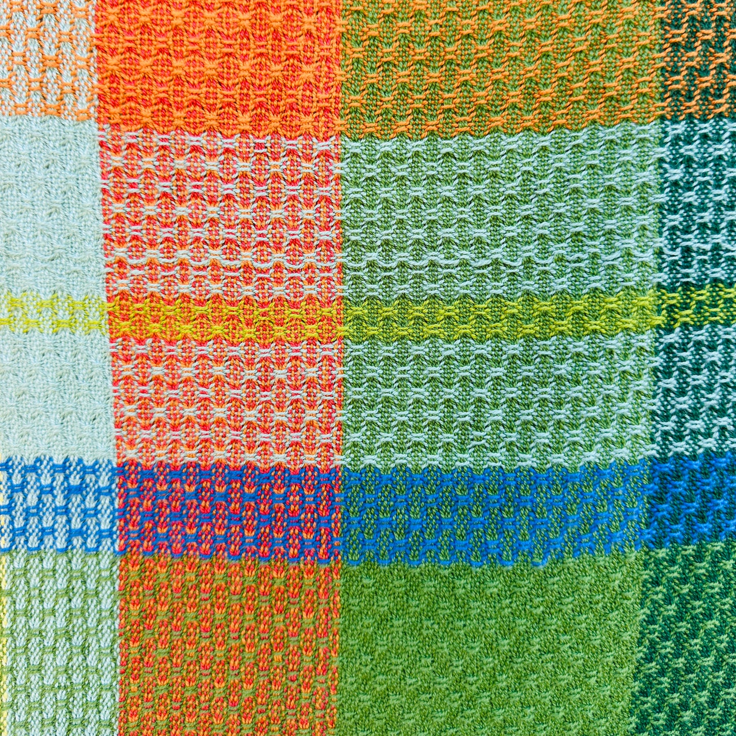 Handwoven Cotton Tea Towel,  Design: Growth #8