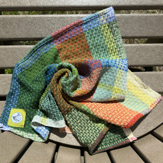 Handwoven Cotton Tea Towel,  Design: Growth #8