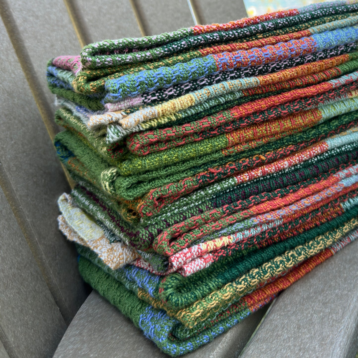 Handwoven Cotton Tea Towel,  Design: Growth #2