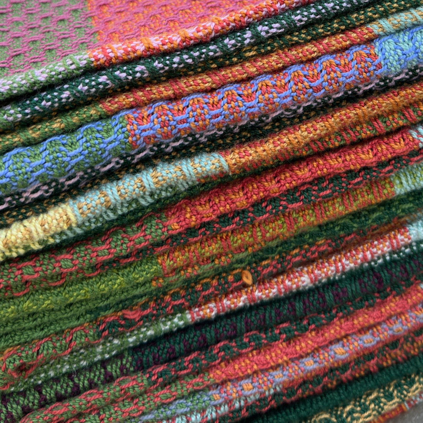 Handwoven Cotton Tea Towel,  Design: Growth #2