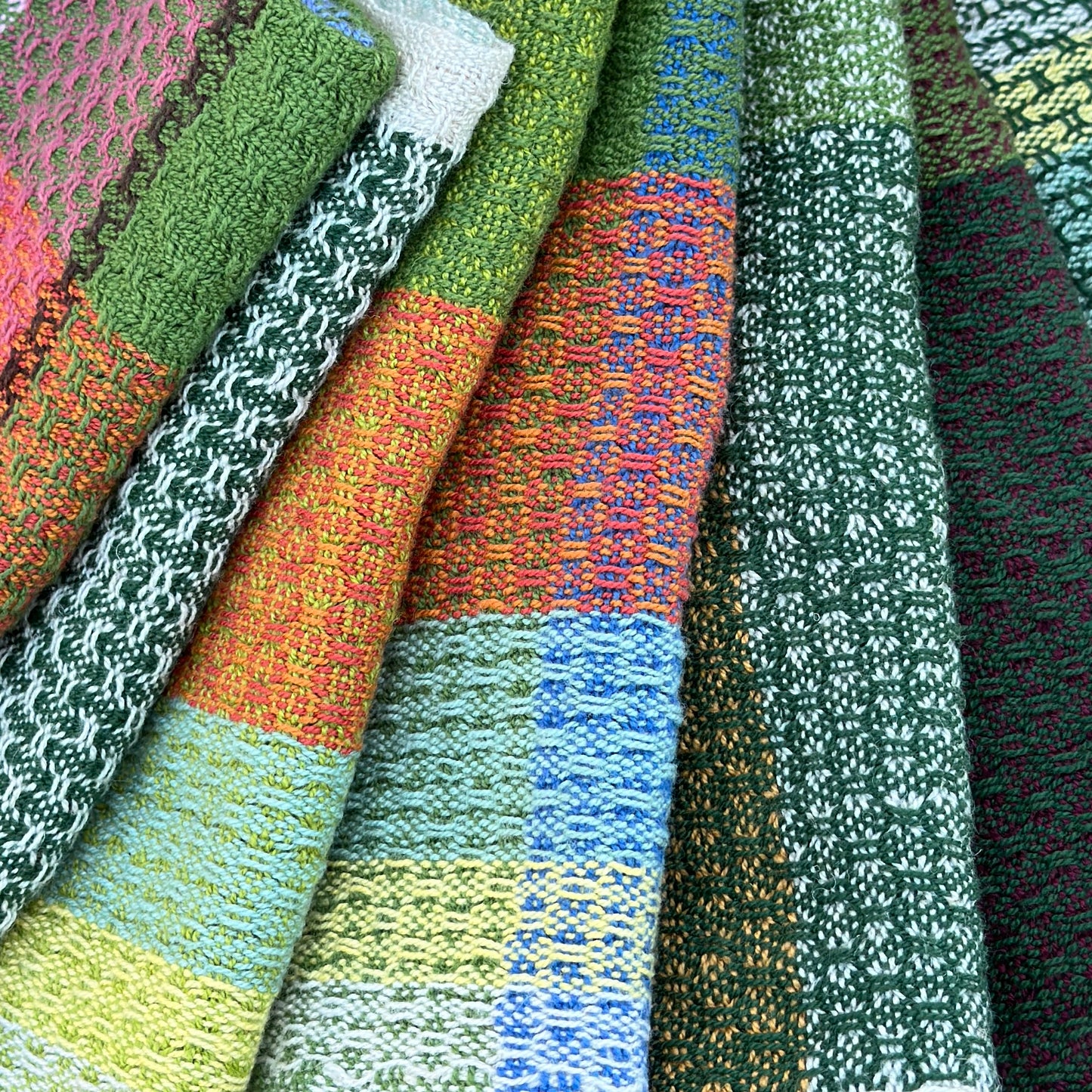 Handwoven Cotton Tea Towel,  Design: Growth #2