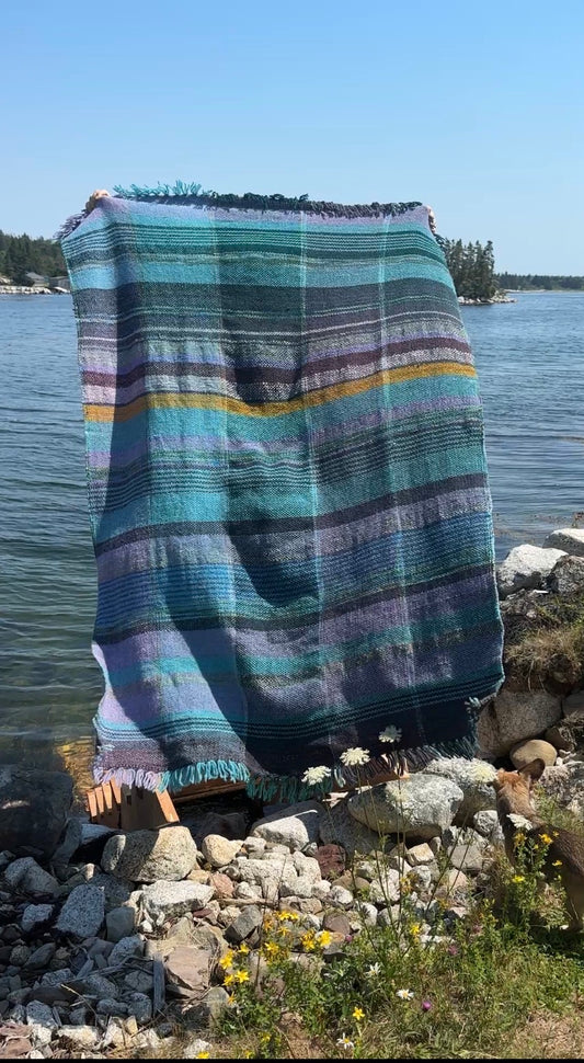 Handwoven Canadian Wool Blanket, 9 of Coins