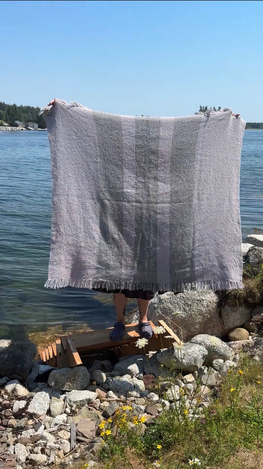 Handwoven Canadian Wool Blanket, Fundy Fog