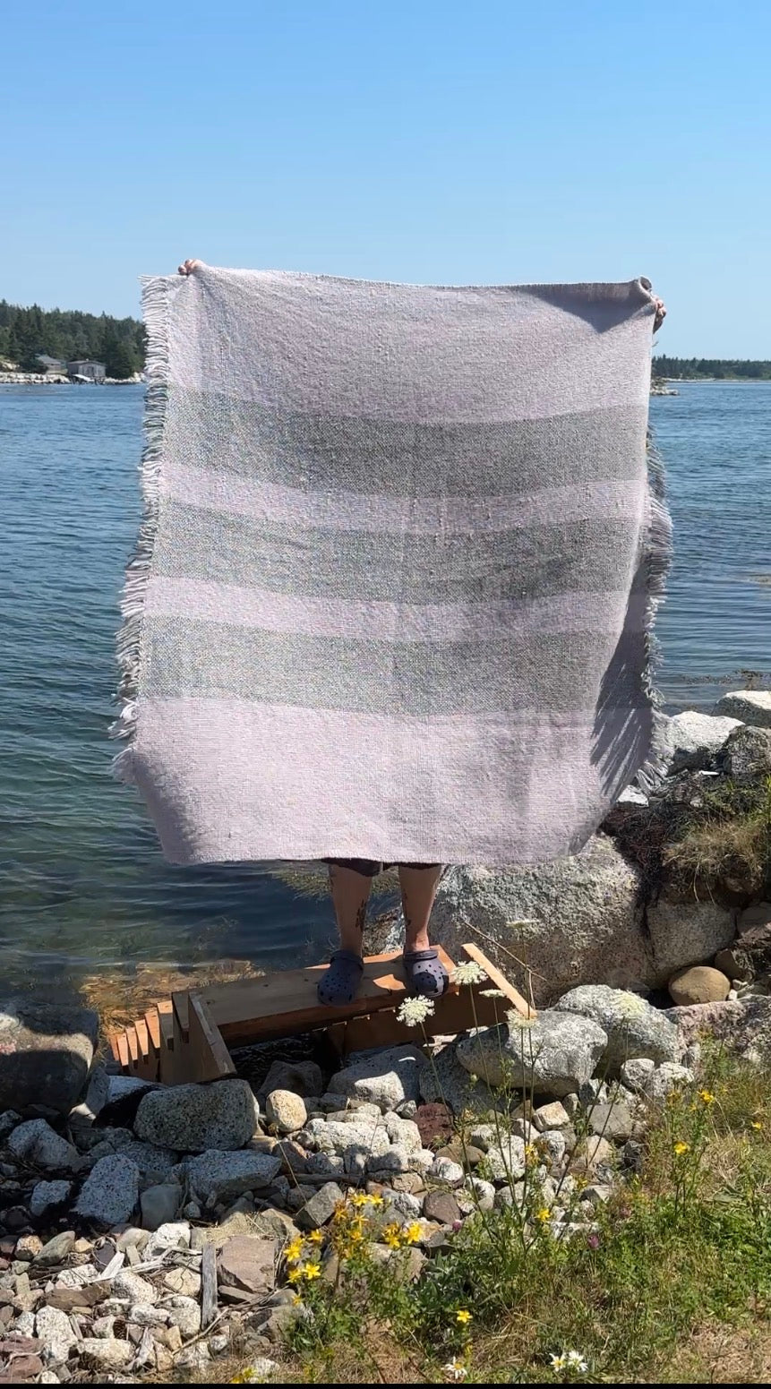 Handwoven Canadian Wool Blanket, Fundy Fog