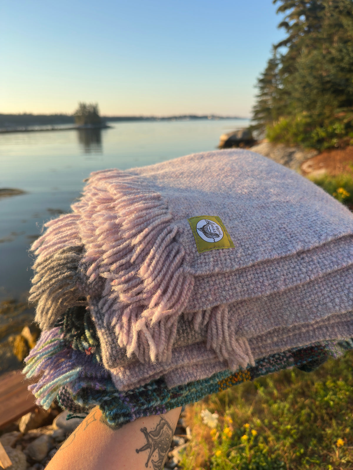 Handwoven Canadian Wool Blanket, Fundy Fog